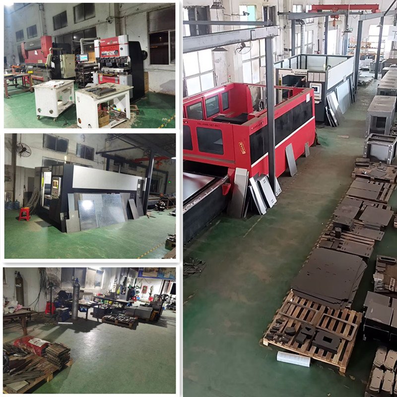 Technician inspecting metal parts in factory